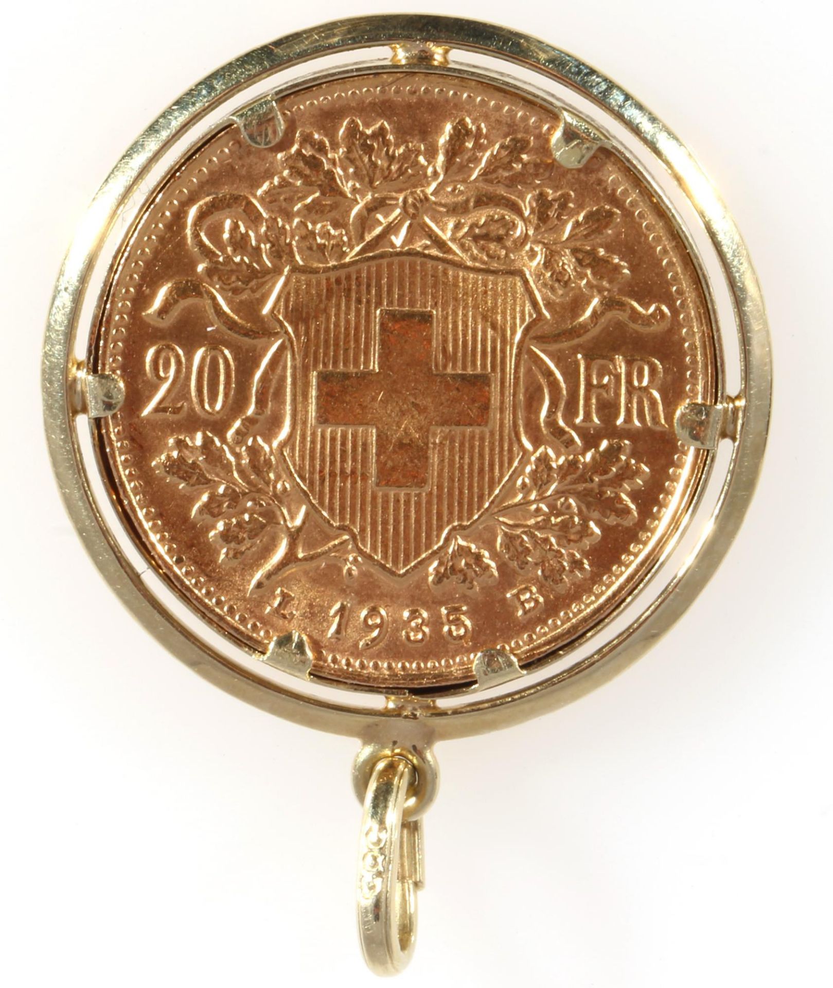 Goldmünze 20 Franken Schweiz Helvetia 1935 B, Gold coin 20 FR Switzerland Helvetia 1935 B, - Bild 2 aus 2