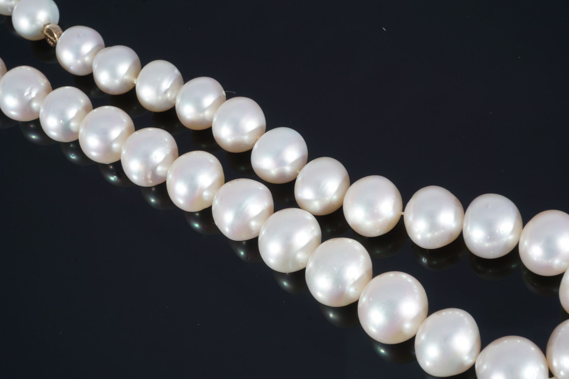 Schoeffel großes Perlencollier mit 750 Gold Nuggets, pearl necklace with 18k gold nuggets, - Bild 5 aus 5