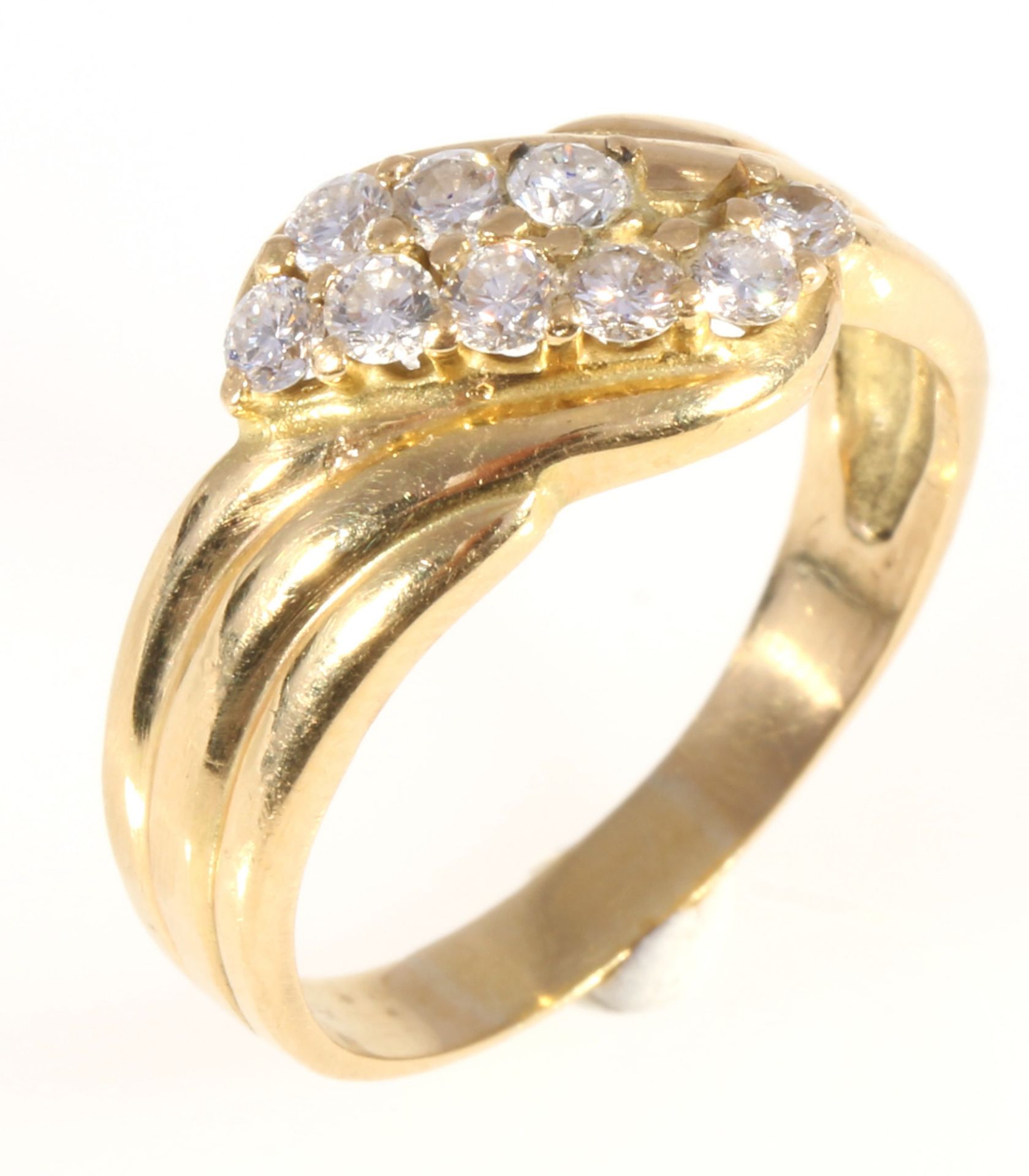 750 Gold Ring mit Brillanten 0,72ct, 18K gold ring with 9 diamonds,