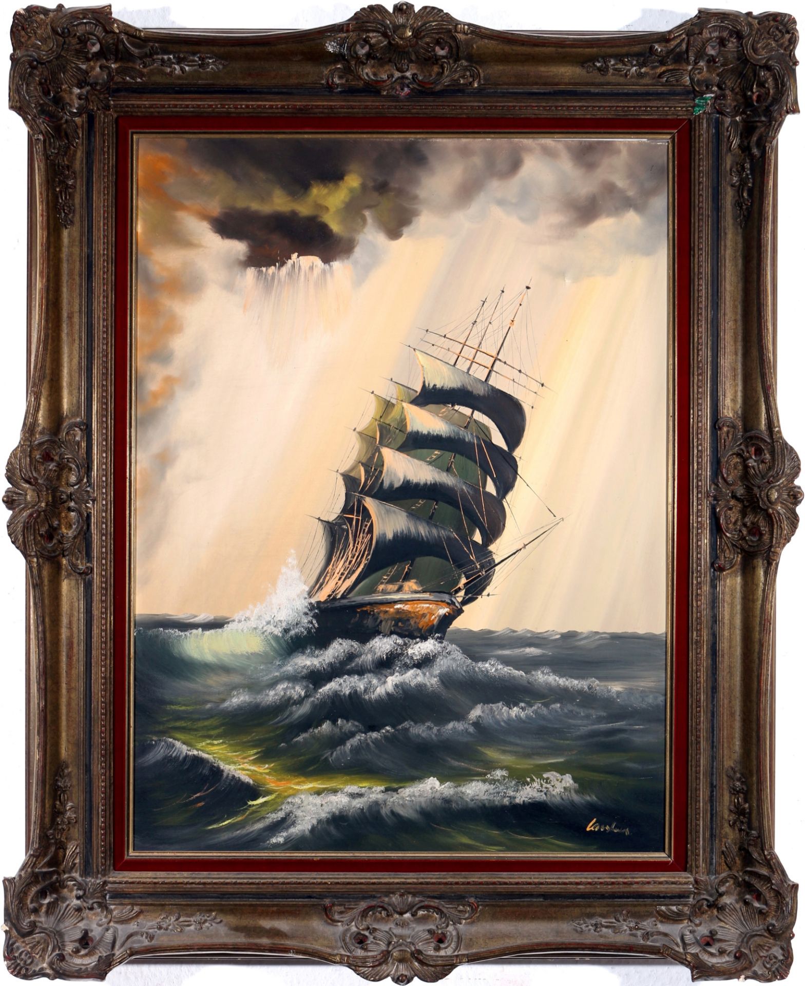 Carsten - Segelschiff auf stürmischer See, sailing ship on a stormy sea, - Bild 2 aus 4