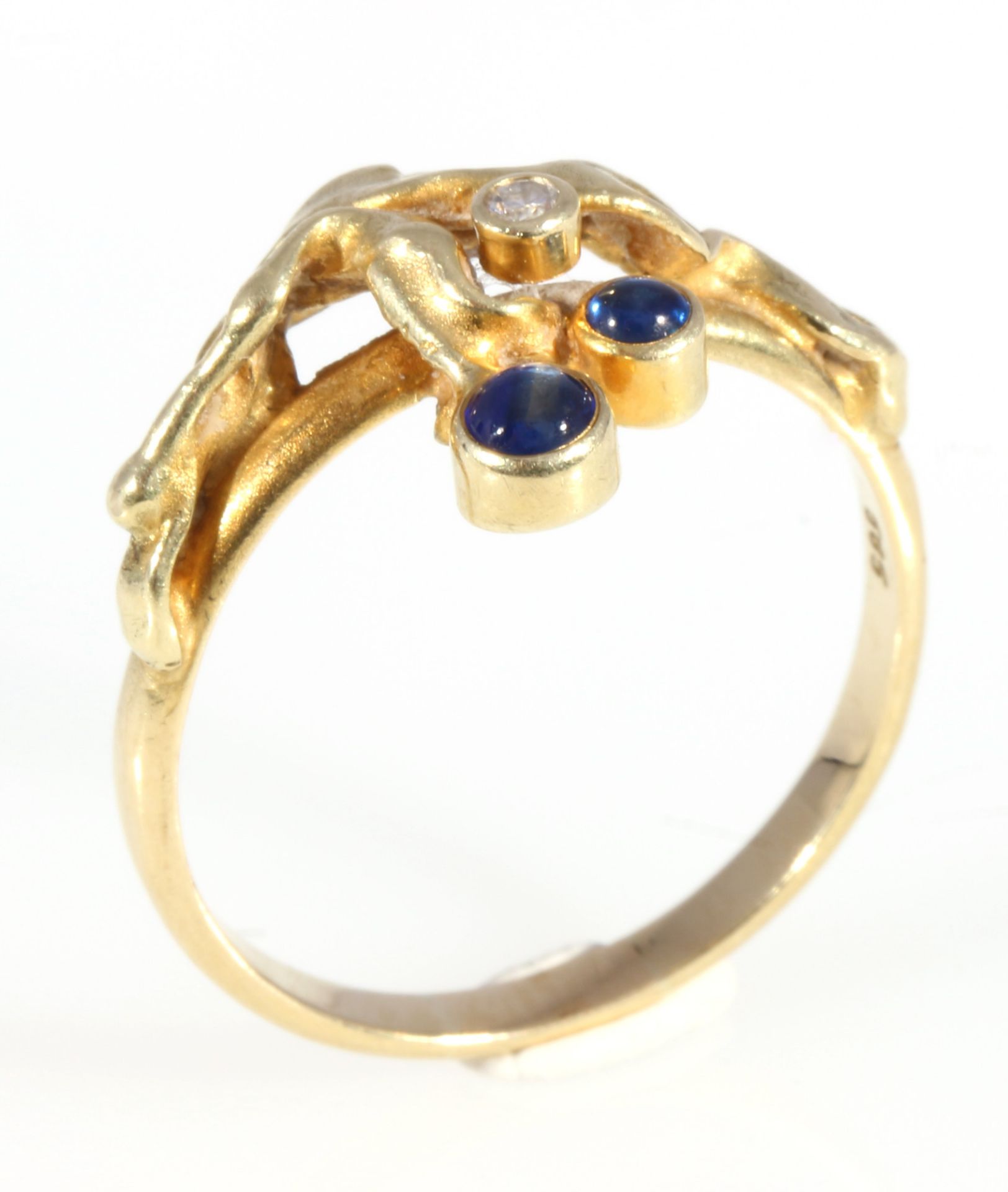 585 Gold Ring mit Saphiren und Brillanten, 14K gold ring sapphires and diamonds, - Image 2 of 4