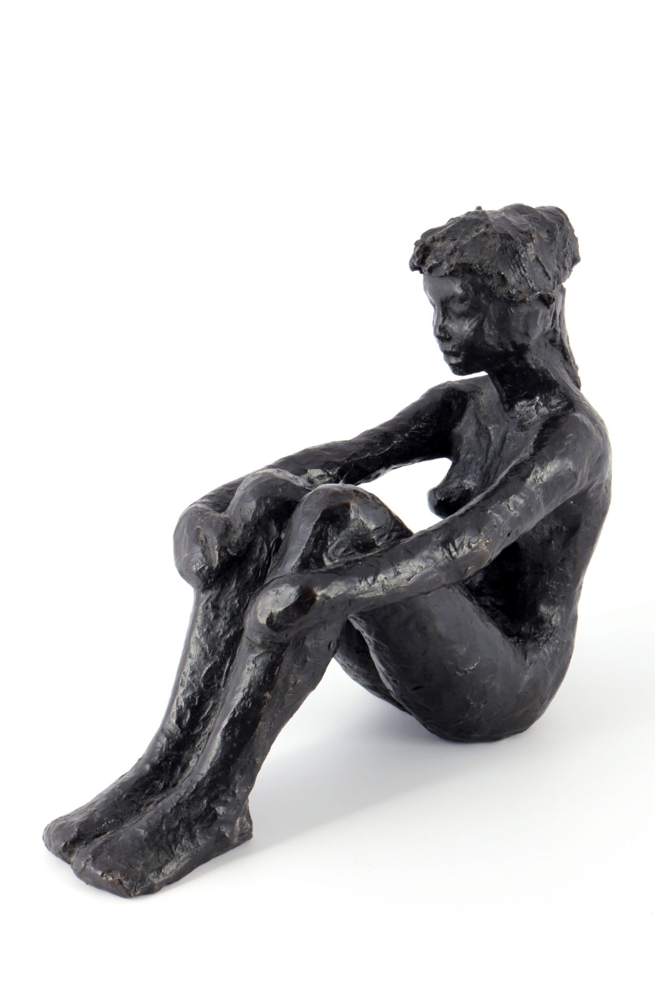 Bronze Frauenakt - sitzende junge Dame, sculpture of a sitting nude, - Bild 3 aus 4