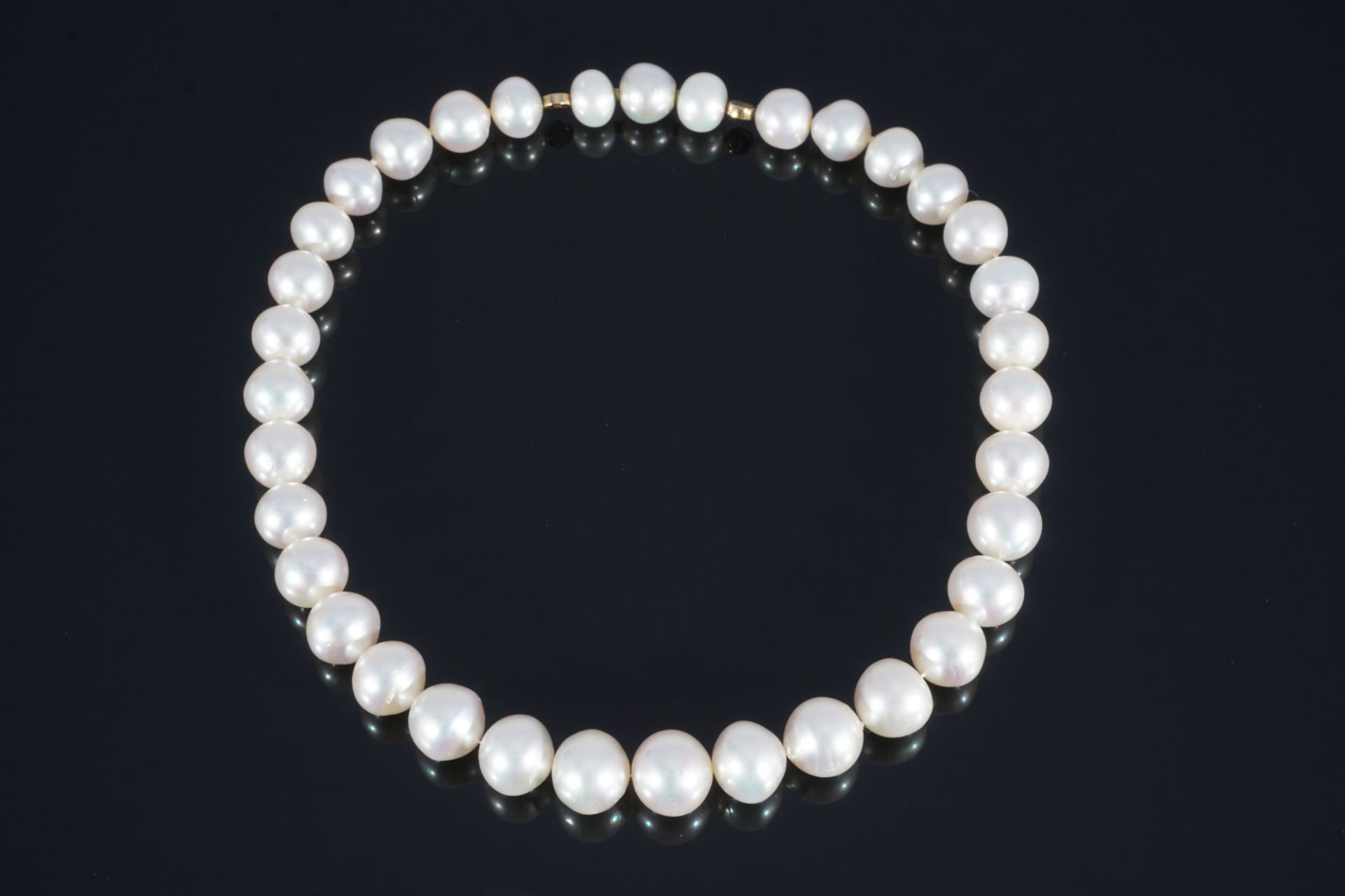 Schoeffel großes Perlencollier mit 750 Gold Nuggets, pearl necklace with 18k gold nuggets, - Bild 4 aus 5