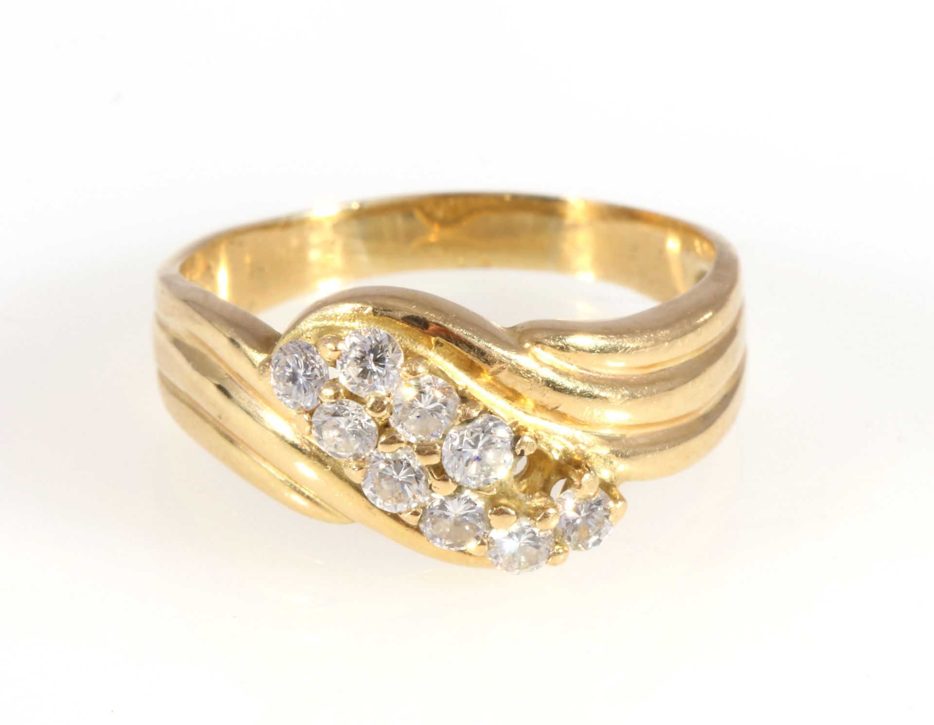 750 Gold Ring mit Brillanten 0,72ct, 18K gold ring with 9 diamonds, - Bild 3 aus 3