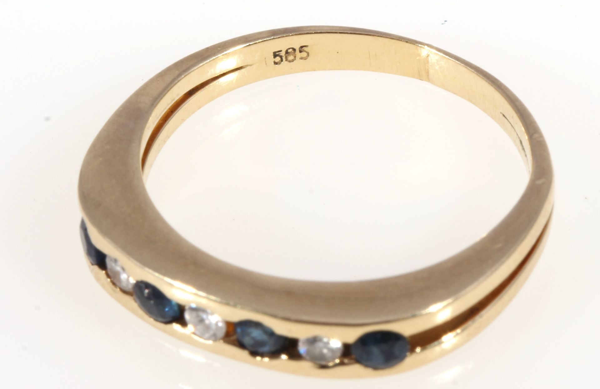 585 Gold Ring mit Saphiren und Brillanten, 14K gold ring sapphires and diamonds, - Bild 3 aus 3