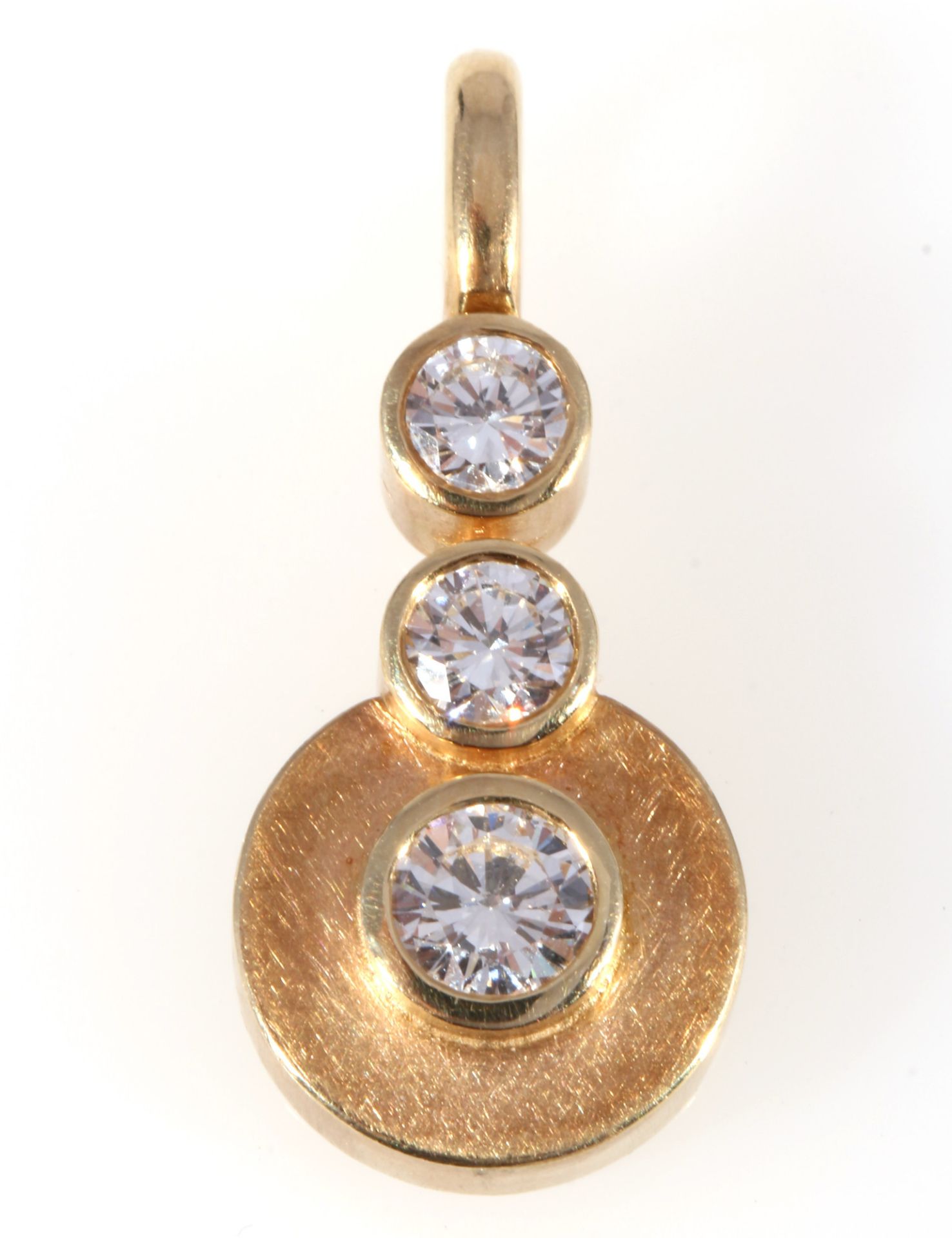 585 Gold Anhänger mit 3 großen Brillanten ca. 0,85ct, 14K gold pendant with 3 large diamonds,