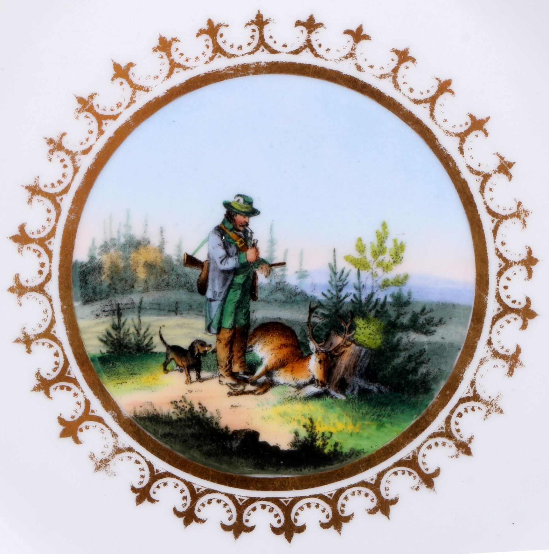 Nymphenburg 1850-1862 Teller mit Jagdszenerie, plate with hunting scenery, - Image 2 of 5