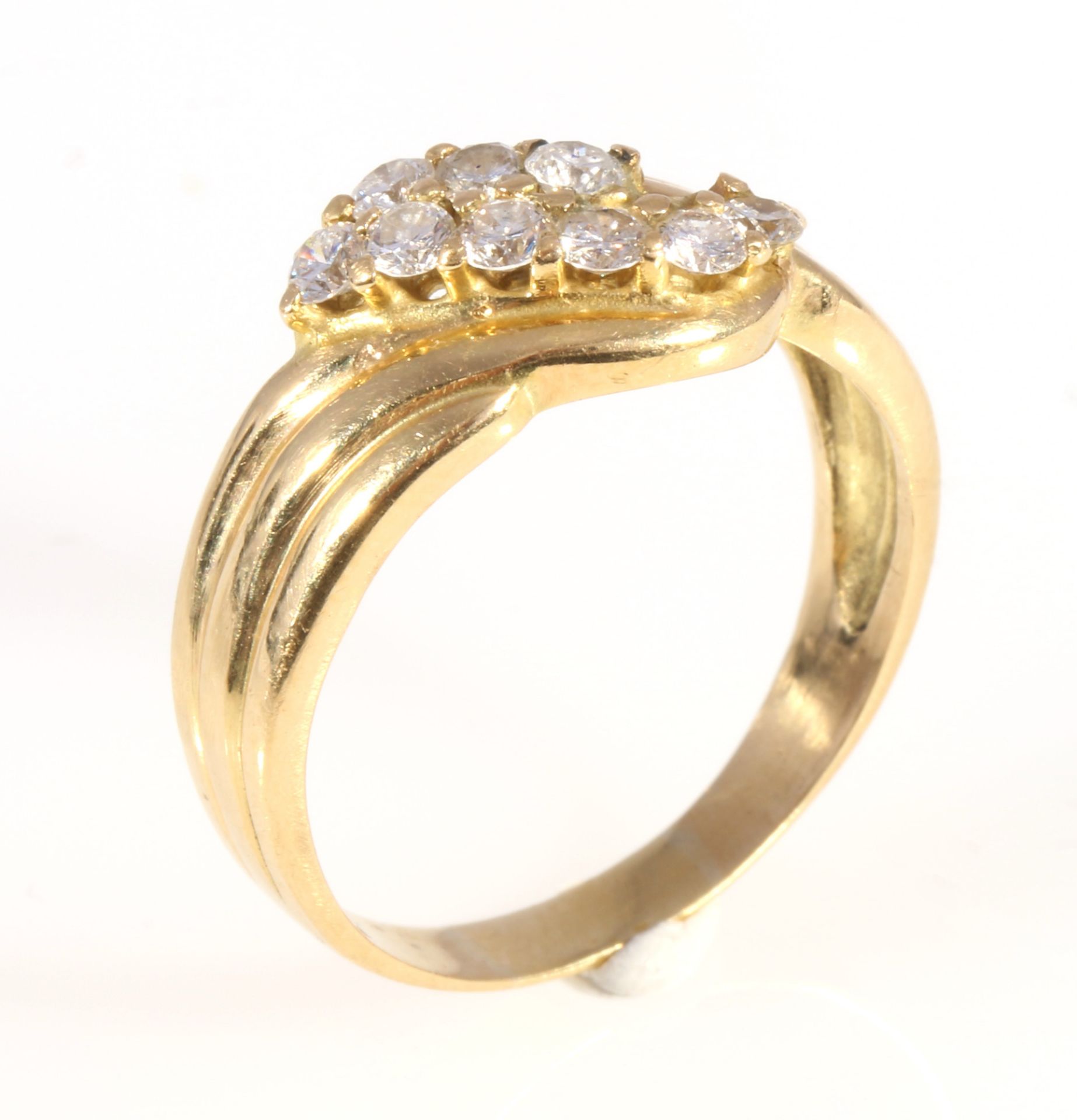 750 Gold Ring mit Brillanten 0,72ct, 18K gold ring with 9 diamonds, - Bild 2 aus 3