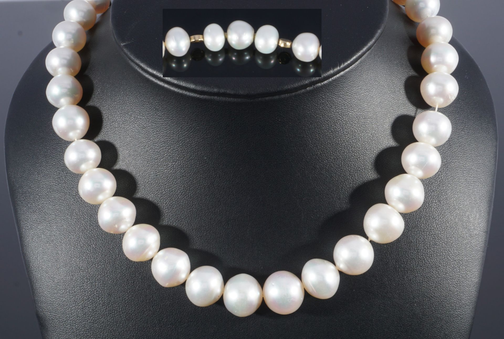 Schoeffel großes Perlencollier mit 750 Gold Nuggets, pearl necklace with 18k gold nuggets,