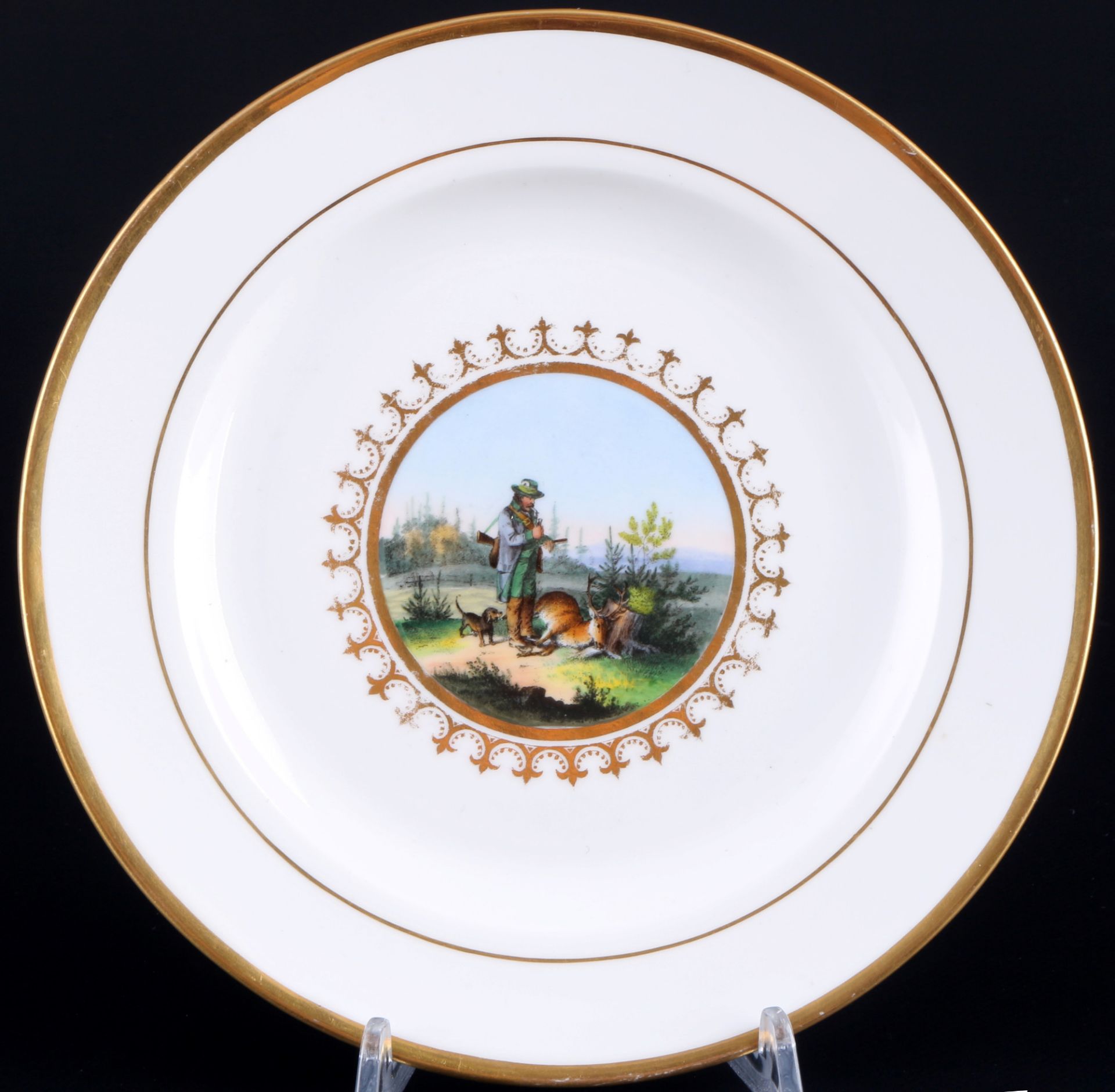 Nymphenburg 1850-1862 Teller mit Jagdszenerie, plate with hunting scenery,