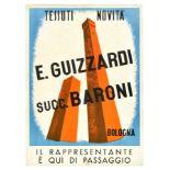 Advertising Poster Bologna Towers Baroni Textile Art Deco Italy