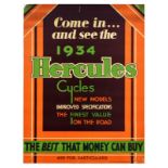 Advertising Poster Hercules Cycle Bicycle Cycling Bike 1934