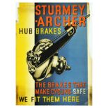 Advertising Poster Sturmey Archer Hub Brakes Bicycle Cycling