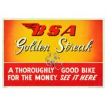 Advertising Poster BSA Golden Streak Bicycles Cycling Bike