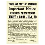 War Poster Sandwich Port Air Raid Precautions WWII UK Home Front