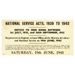 War Poster WWII UK Recruitment Notice National Service