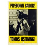 War Poster Careless Talk Pipedown Sailor Tokyo Listening USA WWII