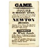 Warning Poster Game Trespass Notice Newton Mansion Wales