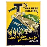 Propaganda Poster Bill Jones Thought Temper Tongue Holding Motivation