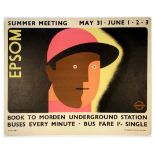 London Underground Poster Eckersley Lombers Epsom Horse Race Summer Meeting