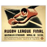 London Underground Poster Eckersley Lombers Rugby League Final Wembley Stadium