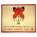 London Underground Poster Fougasse Do Your Shopping Early Santa