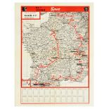 Sport Poster Tour de France 1969 Sprint Cycle Map Merckx