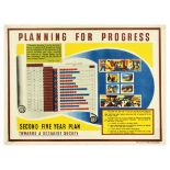 Propaganda Poster India Five Year Plan Socialism Neru Planning for Progress