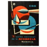 Advertising Poster Watercolour Exhibition Valencia Spain Midcentury Modern