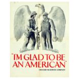 Propaganda Poster Glad To Be American Patriot USA Eagle Worker Soldier