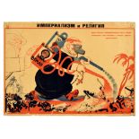 Propaganda Poster Imperialism Religion Opium Priest Capitalism Missionary