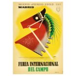 Advertising Poster Country Fair Horse Livestock Farm Spain Midcentury Modern