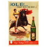 Advertising Poster Yago Wine Spain Matador Bullfighter Claret Rose White