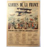 Propaganda Poster France Biplane Zeppelin Early Aviation