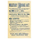 War Poster Military Service Act 1916 Enlist Recruitment WWI