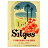 Advertising Poster Sitges Catalonia Flowers Golf Beach