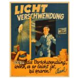 Propaganda Poster Save Electricity Doval Motivation Parker Holladay Licht Verschwendung