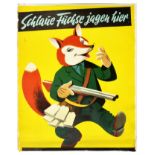 Sport Poster Cunning Foxes Hunt Here Hunting Rifle Schlaue Fuchse Jagen Hier
