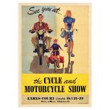 Advertising Poster Cycle Motorcycle Show Earls Court London Cycling Tricycle