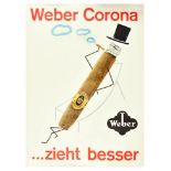 Advertising Poster Weber Corona Cigar Menziker Tobacco Smoking