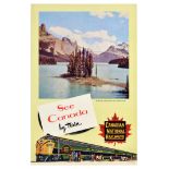 Travel Poster Canada Canadian National Railways Rockies Jasper Park Maligne Railway CNR