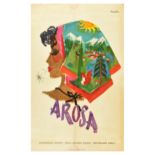 Travel Poster Arosa Ski Switzerland Donald Brun