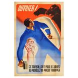 War Poster WWII France Ouvrier Russia Bear Bolshevik USSR