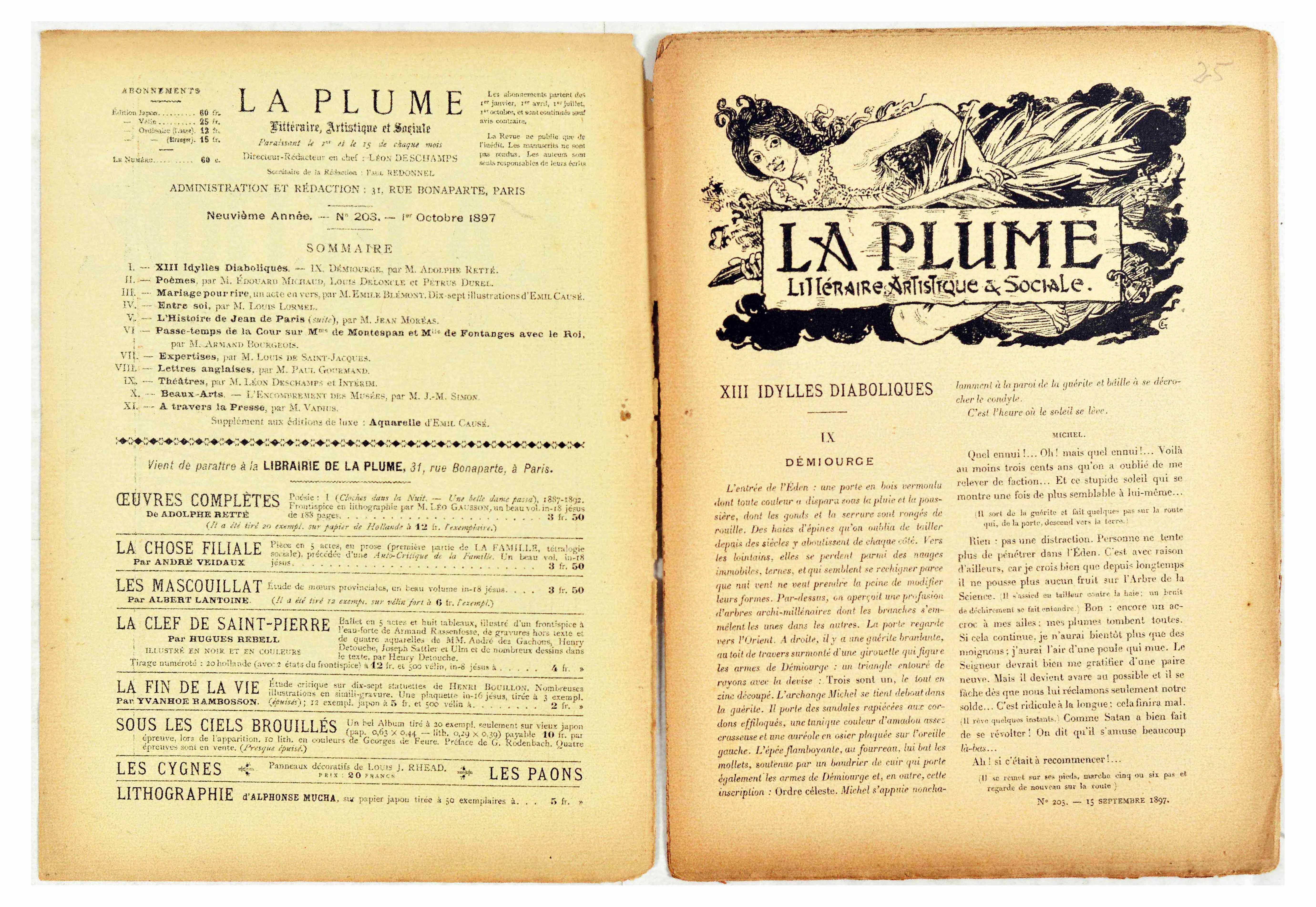 Advertising Poster La Plume Magazine Alphonse Mucha - Image 2 of 5