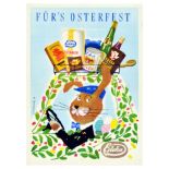 Advertising Poster Edeka For Easter Bunny Shopping Supermarket Osterfest