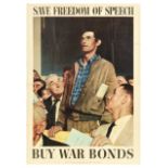 War Poster Freedom Of Speech WWII War Bonds Rockwell