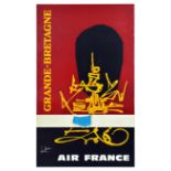 Travel Poster Air France Great Britain Grande Bretagne Abstract Royal Guard