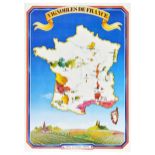 Advertising Poster Vignobles de France Wine Vineyards Map Bordeaux Champagne Provence