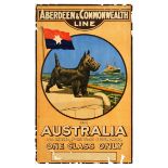 Travel Poster Aberdeen Commonwealth Scottish Terrier Line Australia