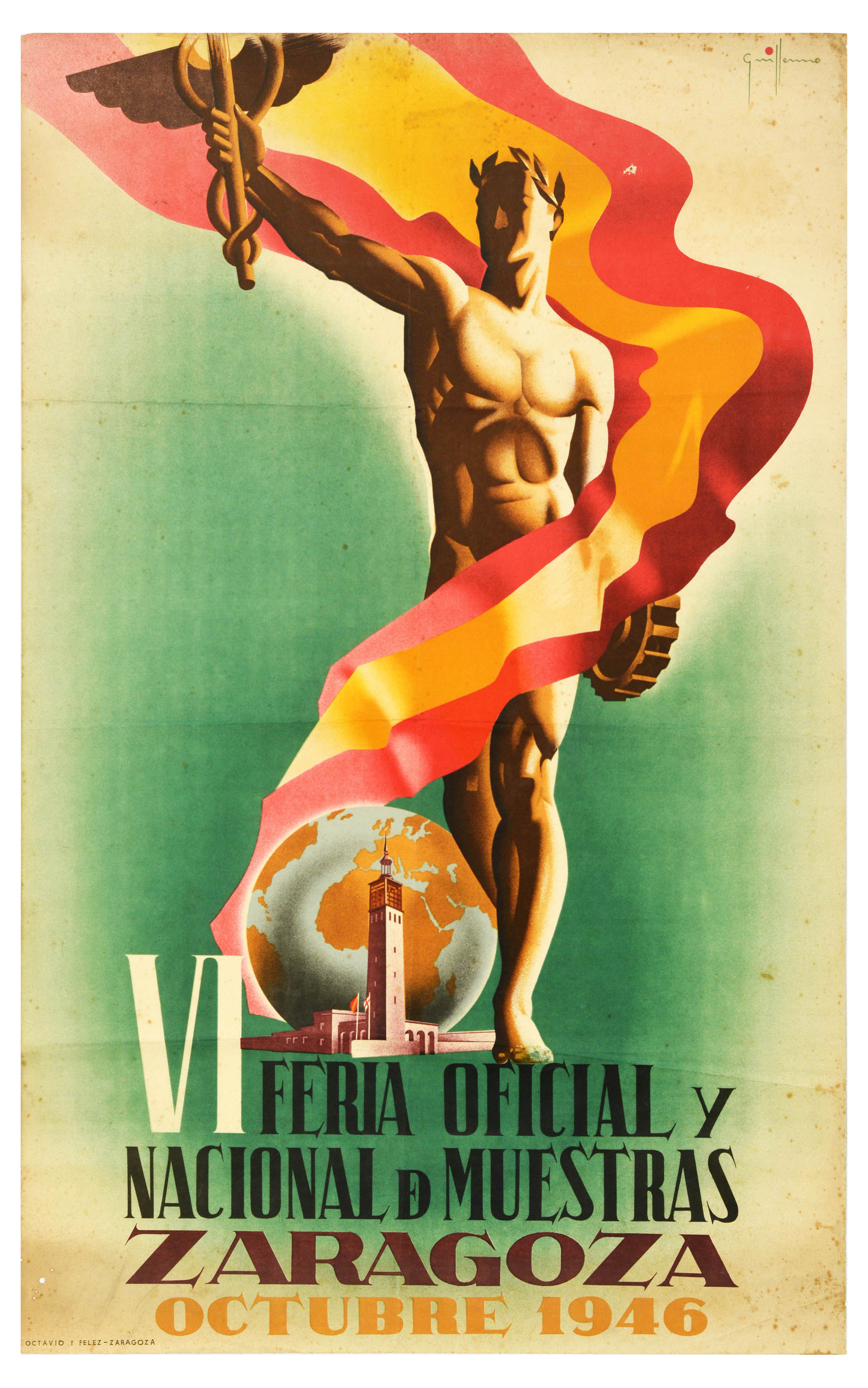 Advertising Poster Zaragoza Aragon Spain Art Deco Trade Fair